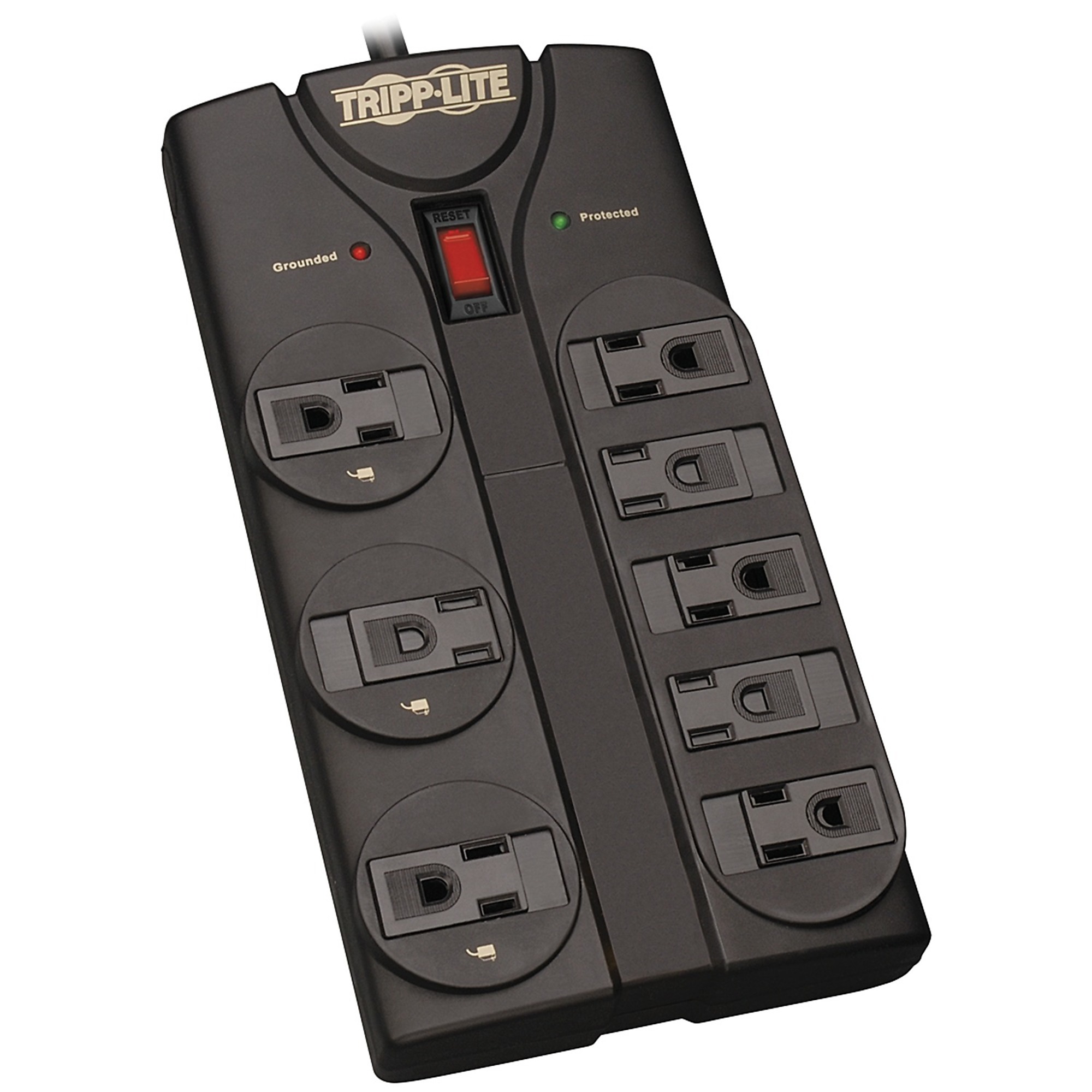 Tripp Lite Protect It!®, 8-Outlet Surge Protector, Cord Length 8 ft, Cable Gauge 14 Amps 15 Model# TLP808B